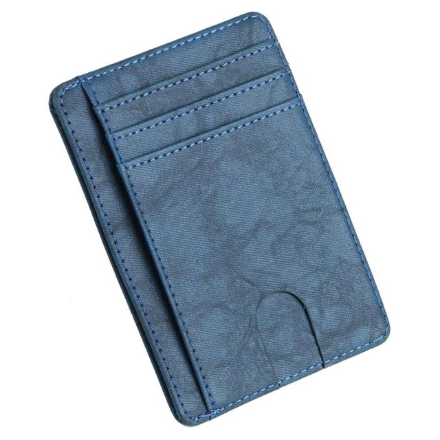 WALLET ארנק דמוי עור שטוח 8 תאים עם RFID - כחול